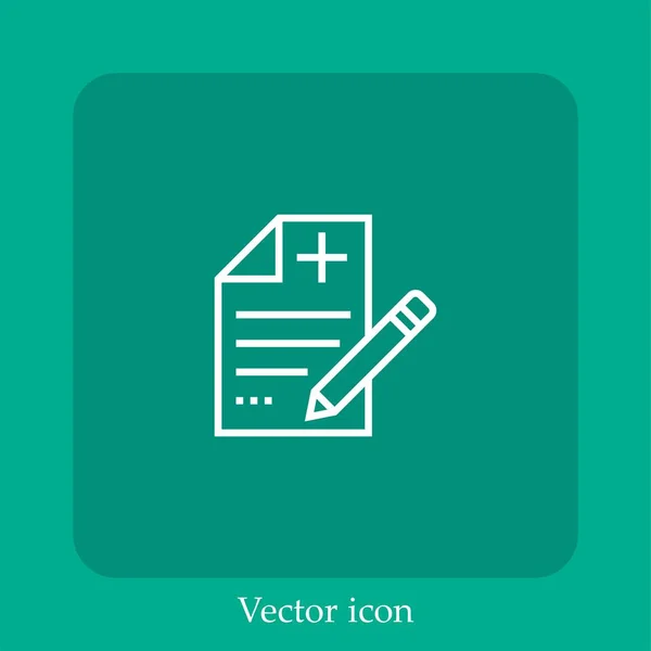 Historia Clínica Vector Icono Lineal Icon Line Con Accidente Cerebrovascular — Vector de stock