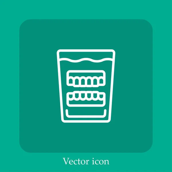 Ícone Vetor Dentaduras Linear Icon Line Com Curso Editável — Vetor de Stock