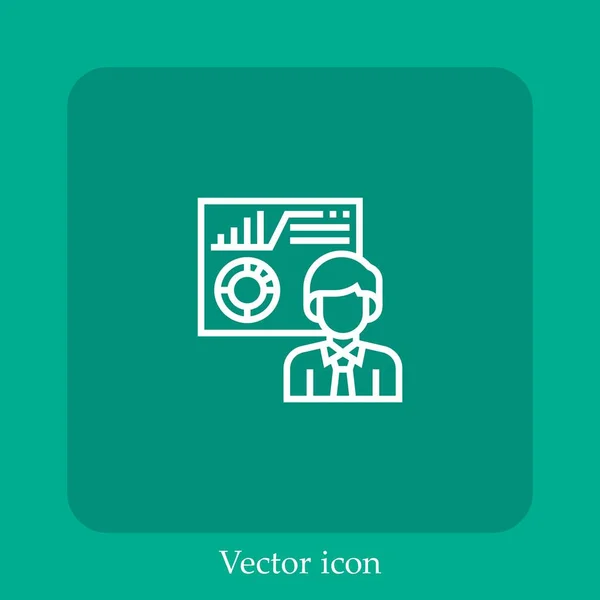 Analizar Icono Vectorial Icono Lineal Línea Con Carrera Editable — Vector de stock