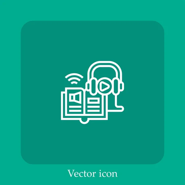 Livre Audio Icône Vectorielle Icône Linéaire Ligne Avec Course Modifiable — Image vectorielle