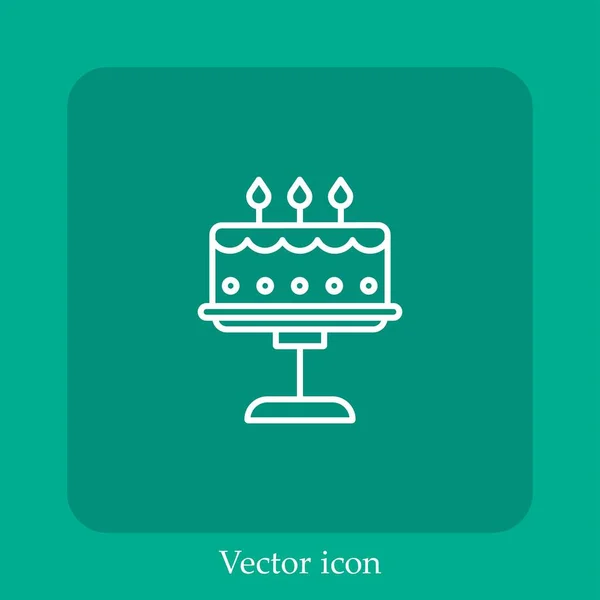 Ícone Vetor Bolo Aniversário Icon Line Linear Com Curso Editável — Vetor de Stock