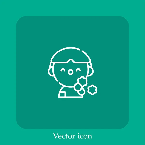 Husten Vektor Symbol Linear Icon Line Mit Editierbarem Strich — Stockvektor