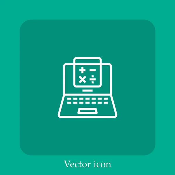 Icône Vectorielle Calculatrice Icône Linéaire Ligne Avec Course Modifiable — Image vectorielle