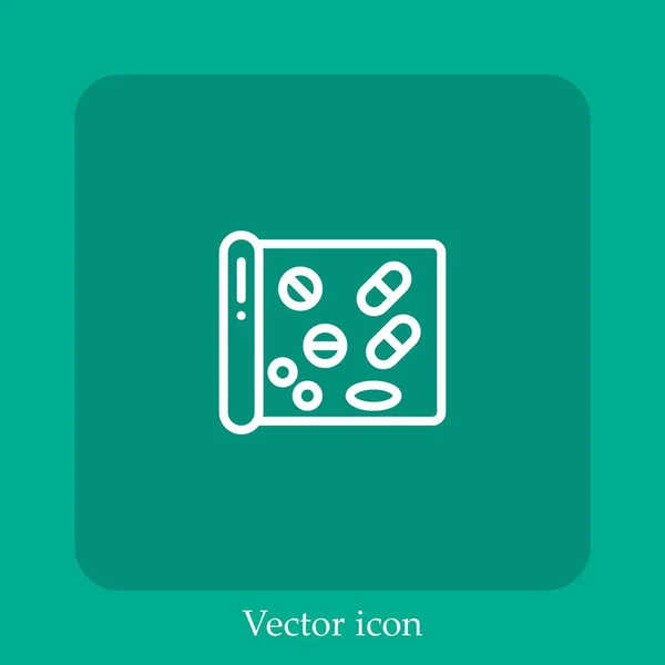 Tabletta Vektor Ikon Lineáris Ikon Line Szerkeszthető Stroke — Stock Vector