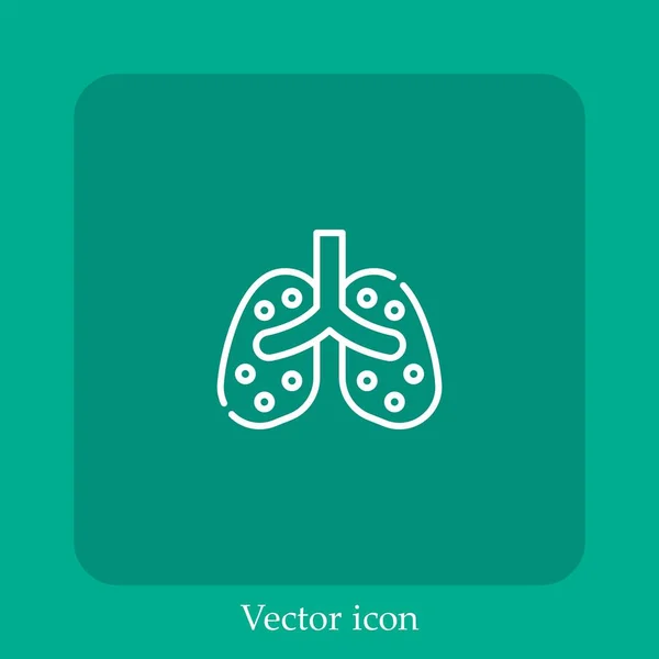 Icône Vectorielle Pneumonie Icône Linéaire Ligne Avec Course Modifiable — Image vectorielle