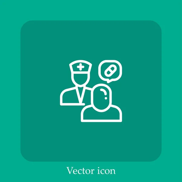Icono Vector Medicina Icon Line Lineal Con Carrera Editable — Vector de stock