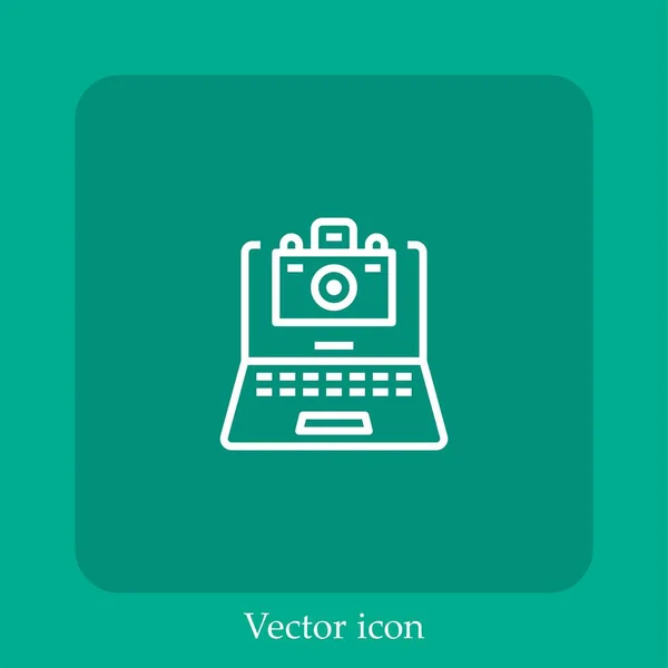 Icono Vector Cámara Icon Line Lineal Con Carrera Editable — Archivo Imágenes Vectoriales