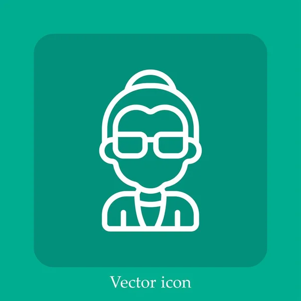 Icono Del Vector Edad Avanzada Icon Line Lineal Con Carrera — Vector de stock