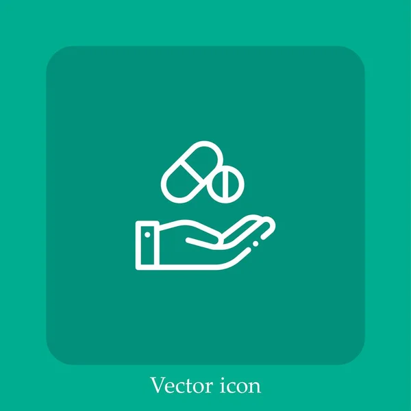 Pillole Icona Vettoriale Lineare Icon Line Con Ictus Modificabile — Vettoriale Stock