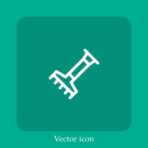Rake Vector Icon Linear Icon Line Editable Stroke — Stock Vector