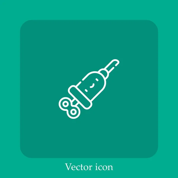 Icono Del Vector Jeringa Icon Line Lineal Con Carrera Editable — Vector de stock