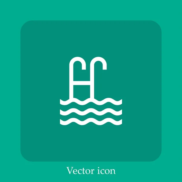 Piscina Ícone Vetor Linear Icon Line Com Curso Editável — Vetor de Stock