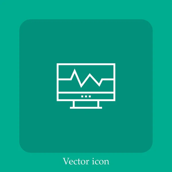 Кардиограмма Векторный Значок Linear Icon Line Редактируемым Штрихом — стоковый вектор
