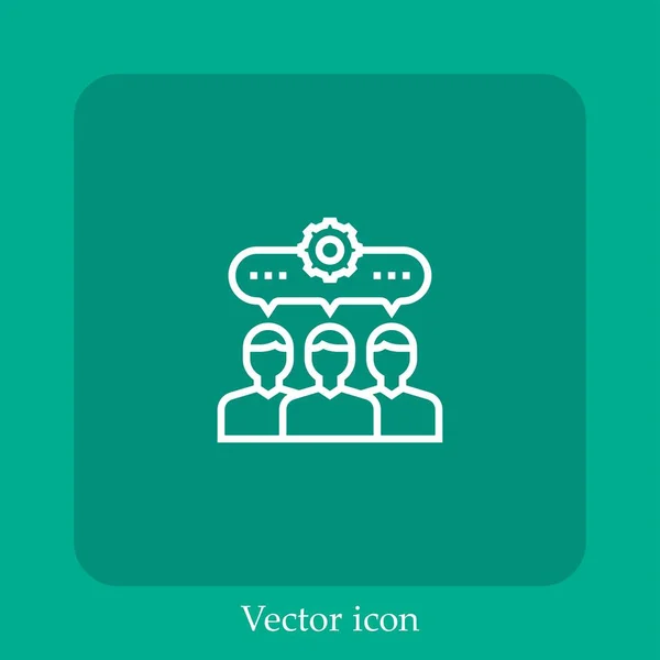 Ícone Vetorial Colaboração Linear Icon Line Com Curso Editável — Vetor de Stock