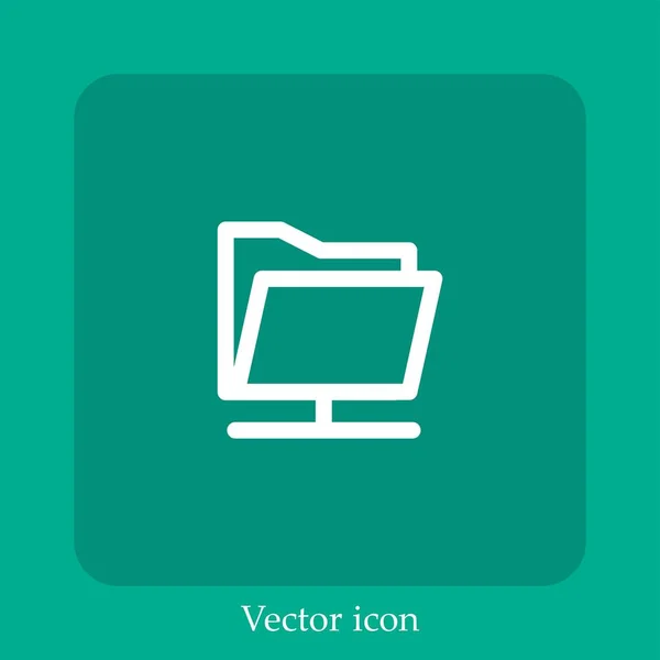 Icono Vector Carpeta Icon Line Lineal Con Carrera Editable — Vector de stock