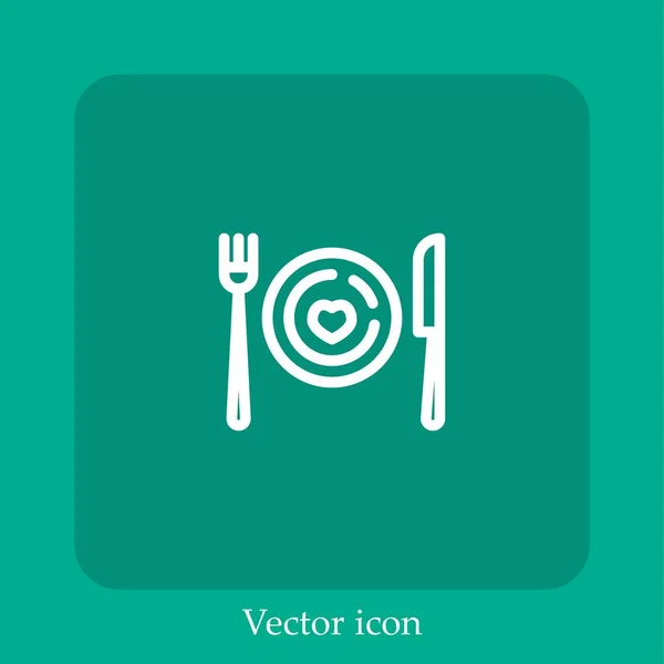 Icono Del Vector Cena Boda Icon Line Lineal Con Trazo — Vector de stock