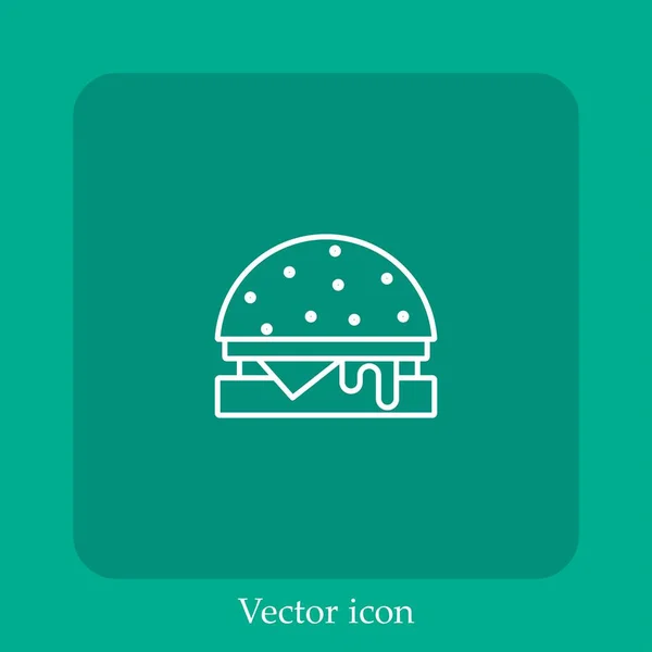 Ícone Vetorial Hambúrguer Linear Icon Line Com Curso Editável — Vetor de Stock