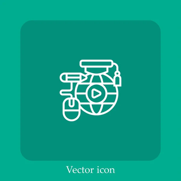 Ícone Vetor Elearning Linear Icon Line Com Curso Editável —  Vetores de Stock