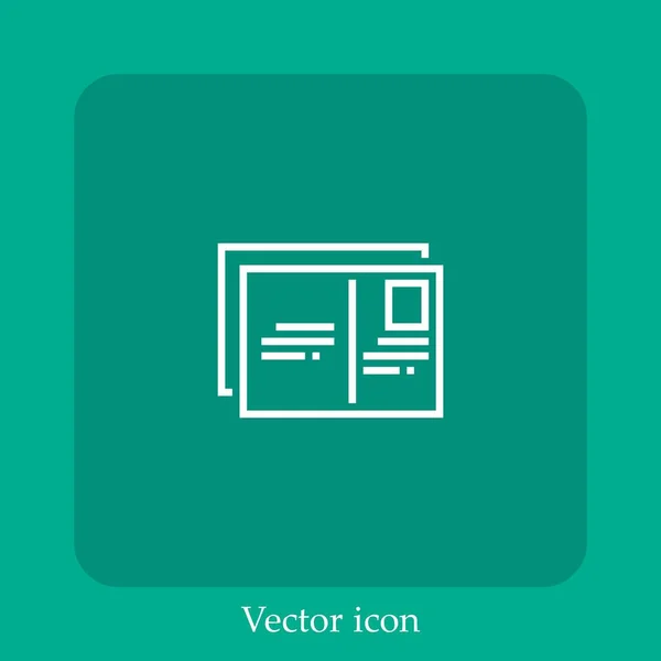 Icône Vectorielle Carte Postale Icône Linéaire Ligne Avec Trait Modifiable — Image vectorielle