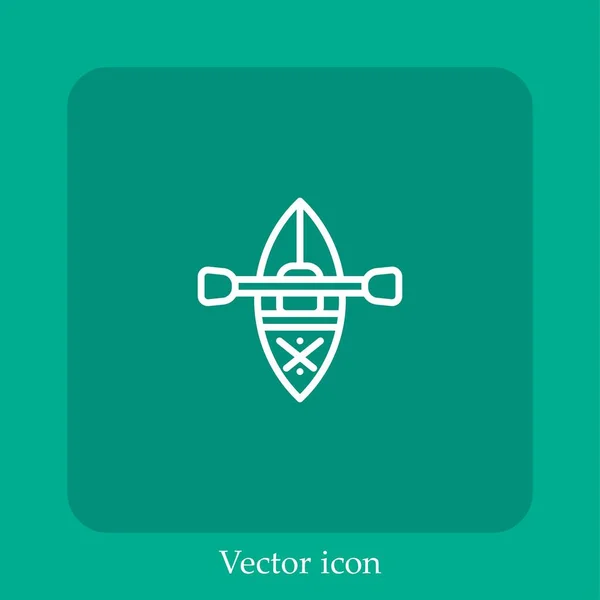 Ícone Vetor Canoa Linear Icon Line Com Curso Editável — Vetor de Stock