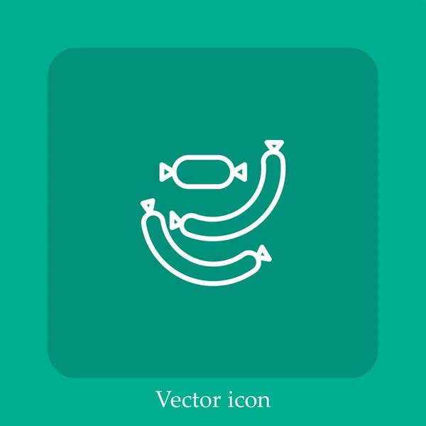 Icono Vector Salchicha Icon Line Lineal Con Carrera Editable — Vector de stock