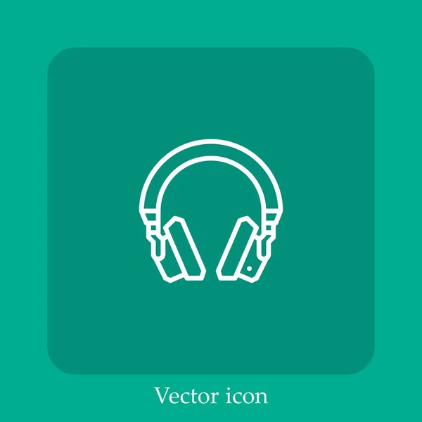 Auriculares Icono Vectorial Icon Line Lineal Con Carrera Editable — Vector de stock