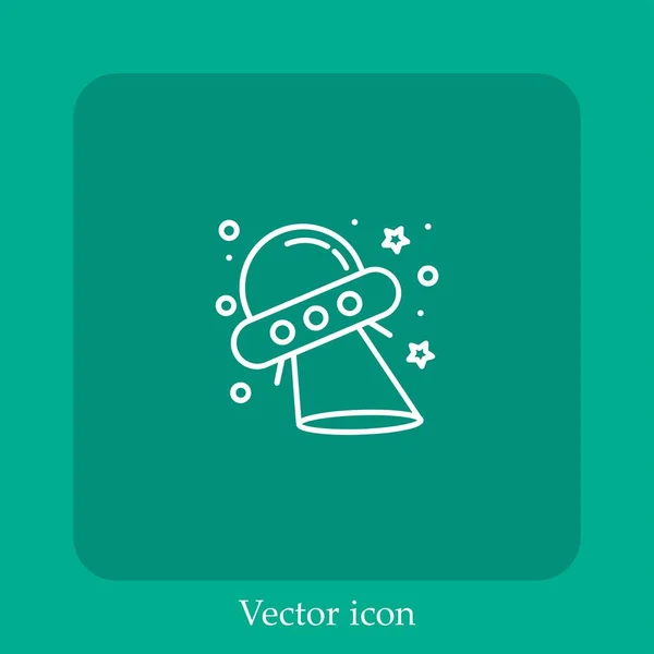 Ícone Vetorial Ufo Linear Icon Line Com Curso Editável — Vetor de Stock