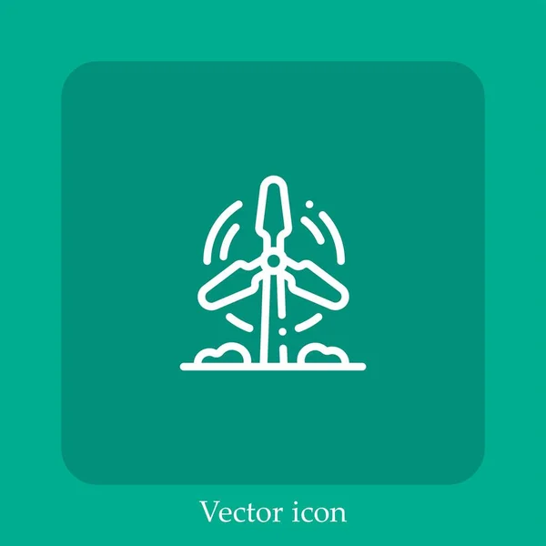 Molino Viento Icono Vector Icon Line Lineal Con Carrera Editable — Archivo Imágenes Vectoriales