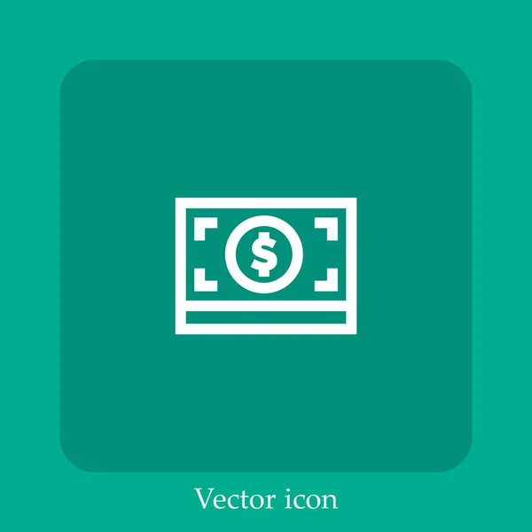 Ícone Vetorial Dinheiro Linear Icon Line Com Curso Editável — Vetor de Stock