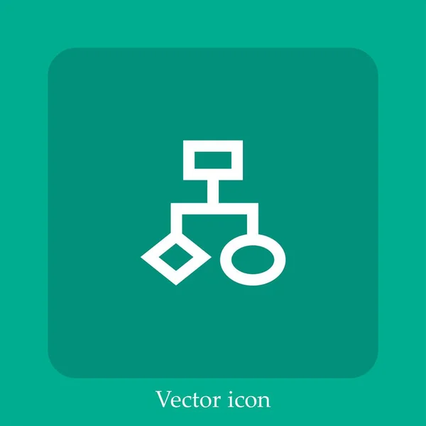 Icona Vettoriale Del Diagramma Flusso Icon Line Lineare Con Tratto — Vettoriale Stock
