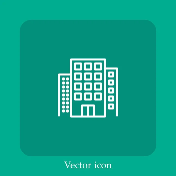 Ícone Vetorial Hotel Linear Icon Line Com Curso Editável — Vetor de Stock