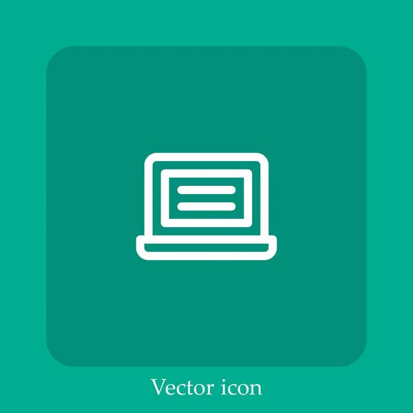 Ícone Vetor Laptop Linear Icon Line Com Curso Editável — Vetor de Stock