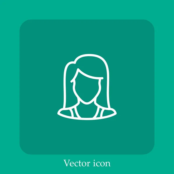 Mujer Icono Vectorial Icon Line Lineal Con Carrera Editable — Vector de stock