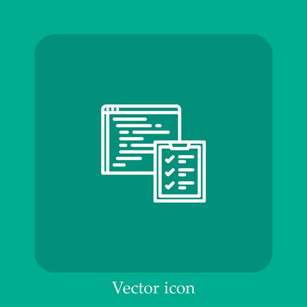 Checklist Vector Icon Linear Icon Line Editable Stroke — Stock Vector
