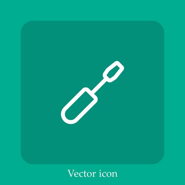 Icono Del Vector Del Destornillador Icon Line Lineal Con Carrera — Vector de stock