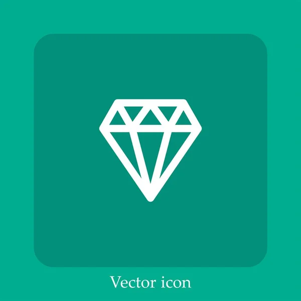 Ícone Vetor Diamante Linear Icon Line Com Curso Editável — Vetor de Stock