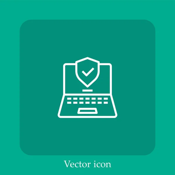 Laptop Vector Icon Linear Icon Line Editable Stroke — Stock Vector