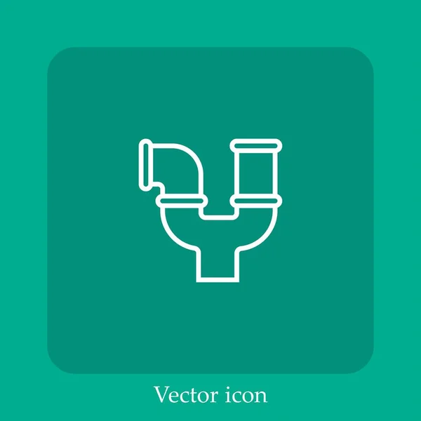 Icono Vector Tubería Icon Line Lineal Con Carrera Editable — Vector de stock