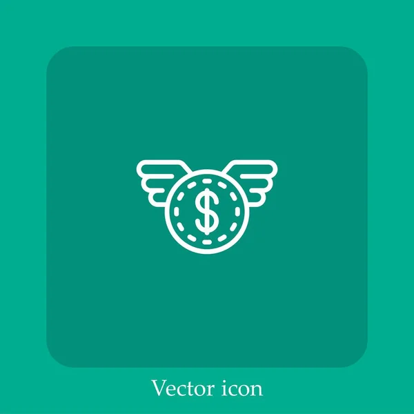 Icono Vector Moneda Icon Line Lineal Con Carrera Editable — Vector de stock