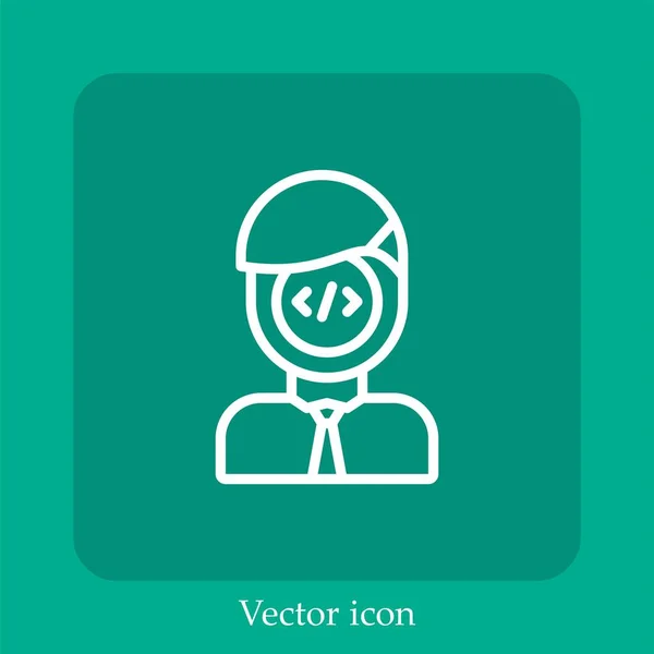 Desarrollador Icono Vector Icon Line Lineal Con Carrera Editable — Vector de stock