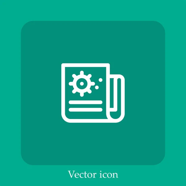 Ícone Vetor Notícias Linear Icon Line Com Curso Editável — Vetor de Stock