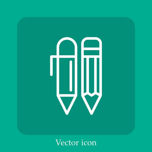 Icono Del Vector Lápiz Icon Line Lineal Con Carrera Editable — Vector de stock