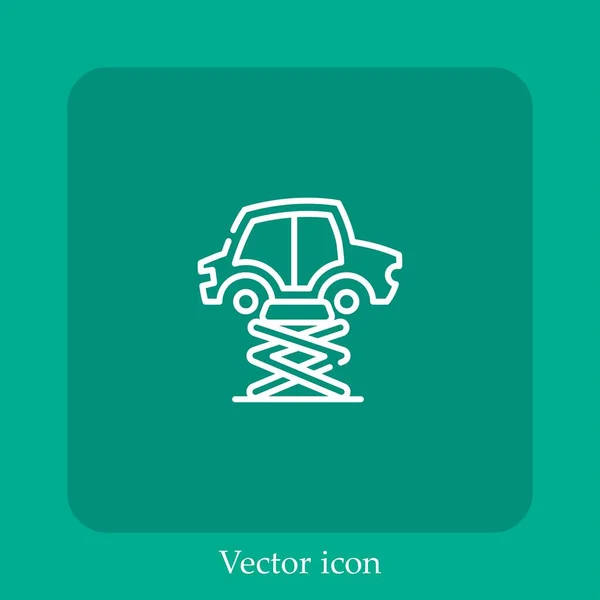 Car Lifter Vector Icon Linear Icon Line Editable Stroke — Stock Vector