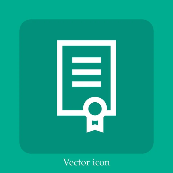 Icône Vectorielle Certificat Icône Linéaire Ligne Avec Trait Modifiable — Image vectorielle