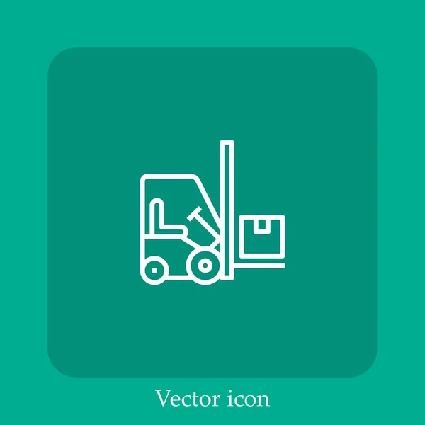 Gabelstapler Vektor Symbol Linear Icon Line Mit Editierbarem Strich — Stockvektor