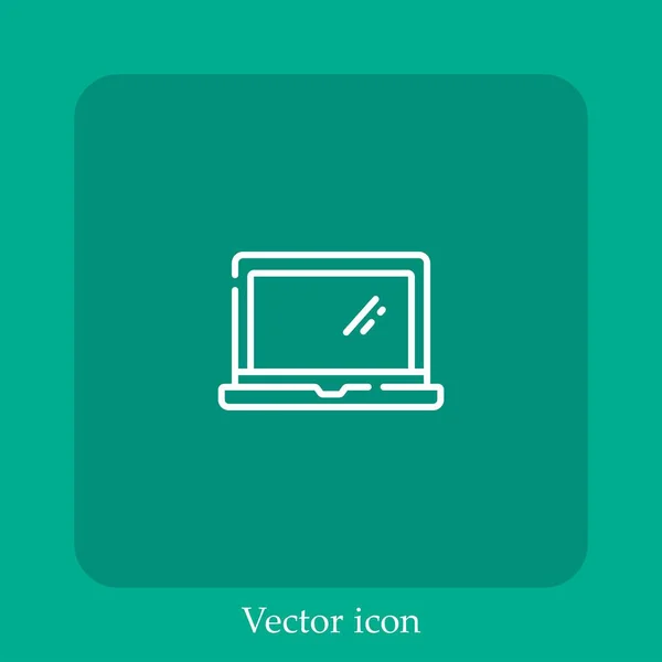 Laptop Vektor Ikon Lineáris Ikon Line Szerkeszthető Stroke — Stock Vector