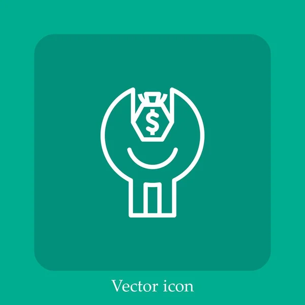 Ícone Vetorial Dinheiro Linear Icon Line Com Curso Editável — Vetor de Stock