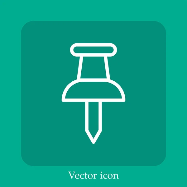 Empurrar Ícone Vetor Pino Linear Icon Line Com Curso Editável — Vetor de Stock
