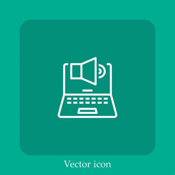 Icono Vector Sonido Icono Lineal Línea Con Carrera Editable — Vector de stock