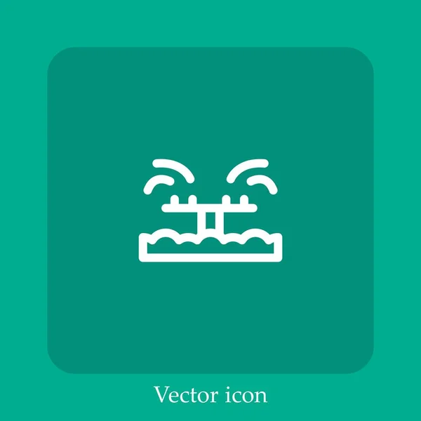 Icône Vectorielle Arrosage Icône Linéaire Ligne Avec Course Modifiable — Image vectorielle